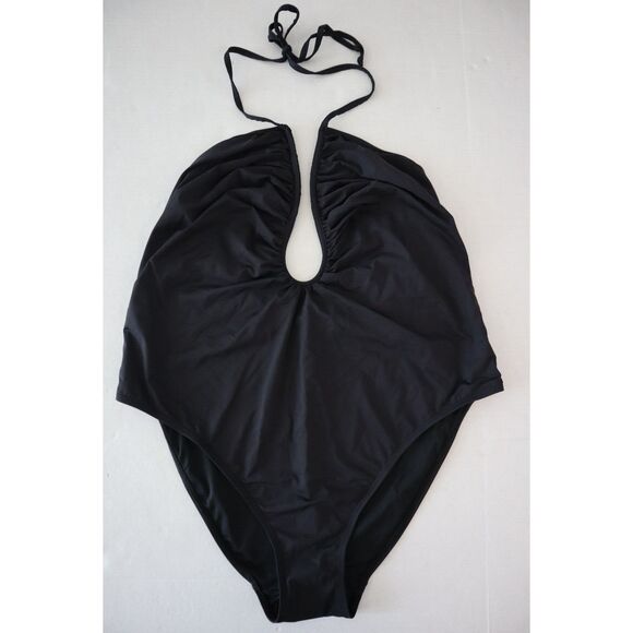 Good American GSW0424 Women Sz 7/4XL Black Leilani Halter Neck 1-PC Swimsuit - Picture 1 of 8